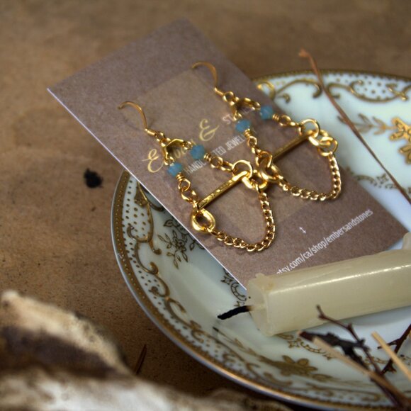 Brass Folk Dangle Earrings - Picture 4 of 4